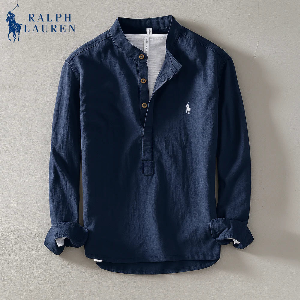 Premium Linen Shirt Mandarin Collar + Gift