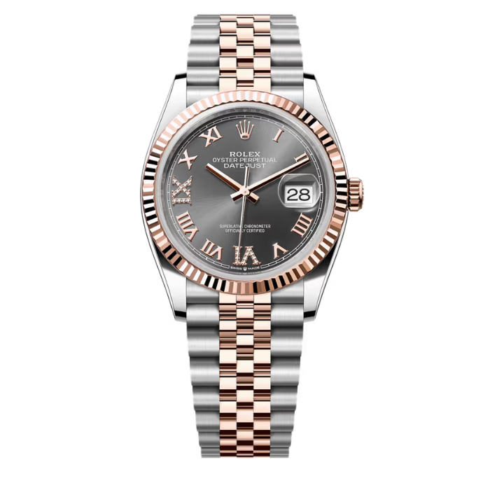 Rlx Datejust Dark Rhodium Dial Fluted Bezel 36mm 126231